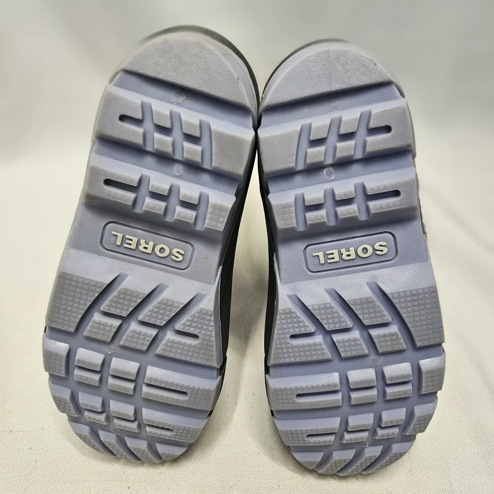 Sorel Flurry Snow Boots‎ Youth 1 Gray Purple Waterproof Insulated Winter Kids